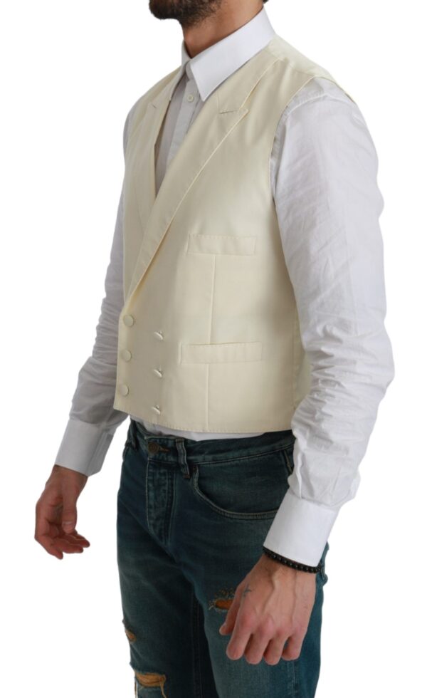 Dolce & Gabbana Elegant Cream Wool Dress Vest - Image 4