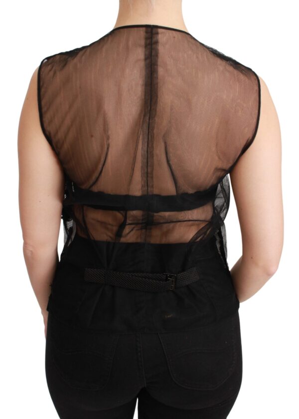 Dolce & Gabbana Elegant Floral Black Silk Blend Vest - Image 4