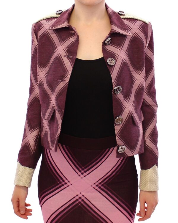 House of Holland Elegant Multicolor Check Print Jacket - Image 5