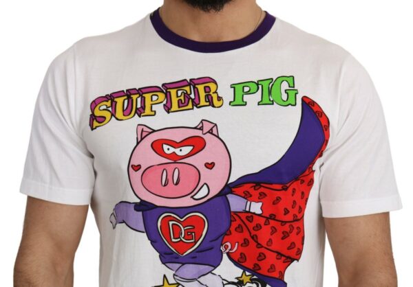 Dolce & Gabbana Chic White Cotton Pig Motif Tee - Image 4