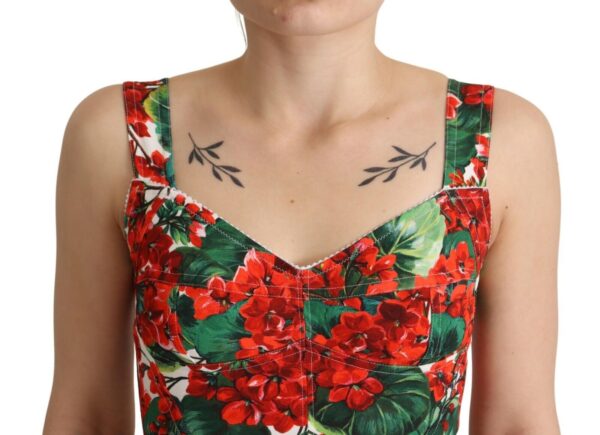 Dolce & Gabbana Elegant Red Cropped Top with Geranium Print - Image 4