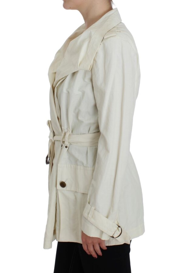 PLEIN SUD Elegant White Wrap Trench Jacket - Image 2