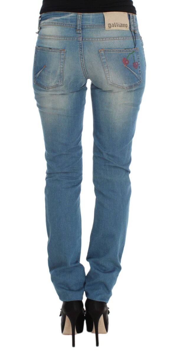 John Galliano Sleek Blue Slim Fit Designer Jeans - Image 3