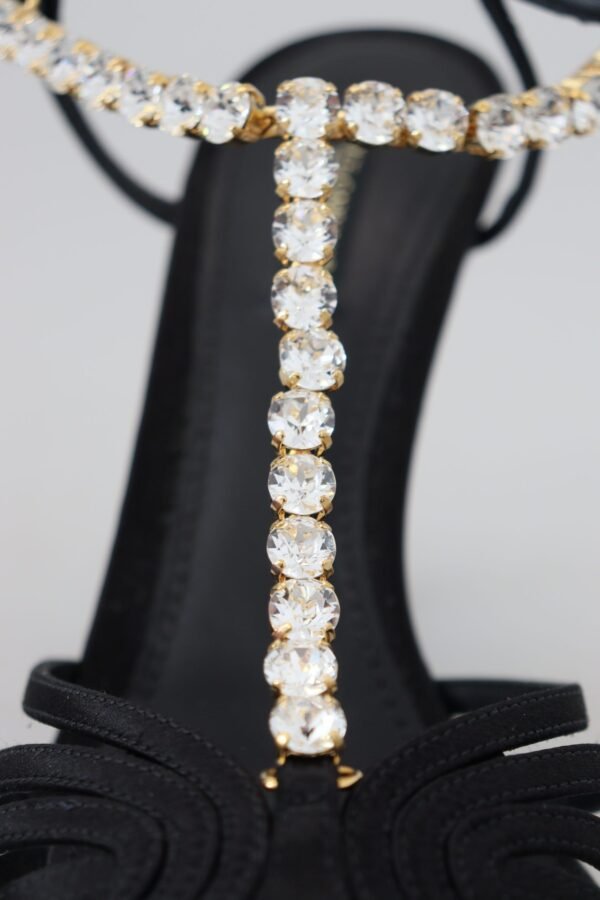 Dolce & Gabbana Elegant Silk Blend Crystal T-Strap Heels - Image 8