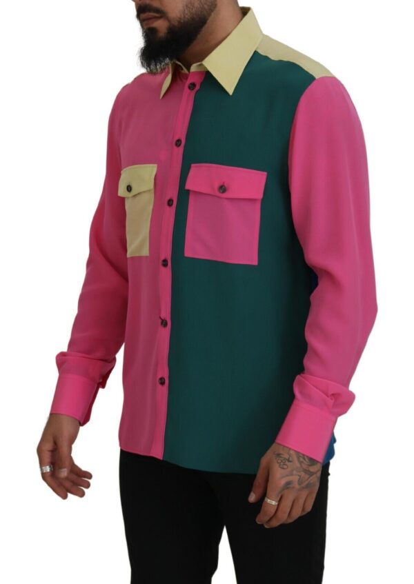 Dolce & Gabbana Elegant Multicolor Silk Button-Down Shirt - Image 2