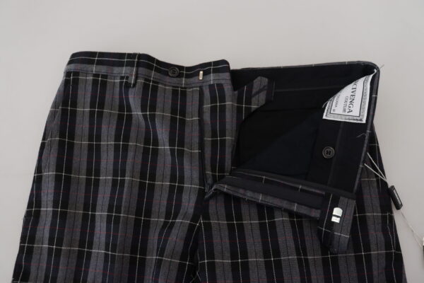 BENCIVENGA Elegant Gray Checkered Wool Chino Pants - Image 4