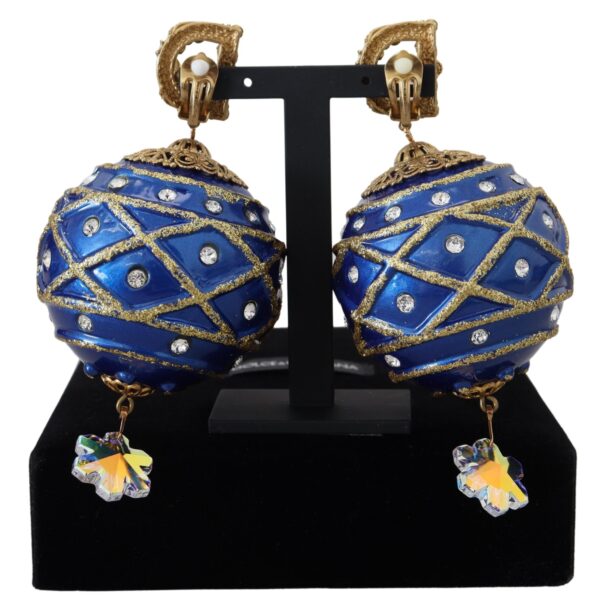 Dolce & Gabbana Elegant Dangling Crystal Christmas Ball Earrings - Image 3
