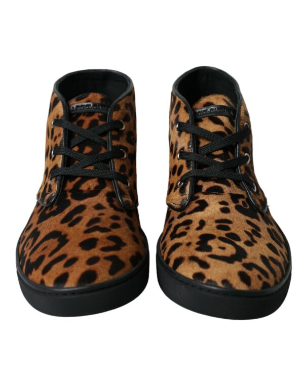 Dolce & Gabbana Elegant Leopard Print Mid-Top Sneakers - Image 2