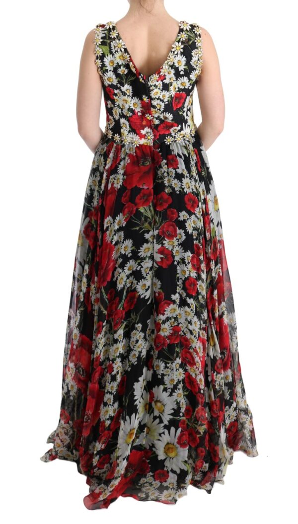Dolce & Gabbana Floral Maxi Gown with Sunflower Print and Crystals - Image 3