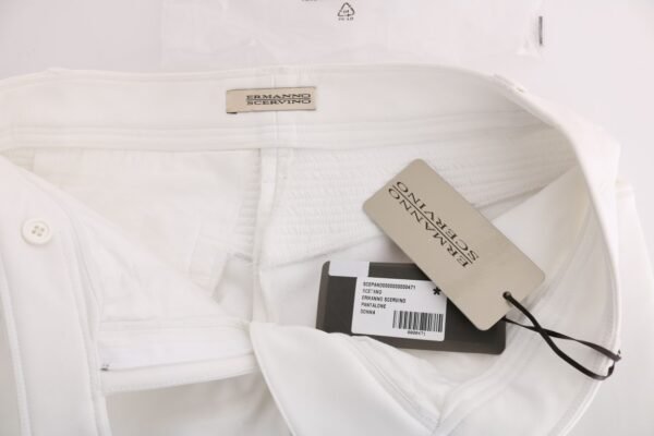 Ermanno Scervino Chic White Slim Fit Cotton Trousers - Image 5