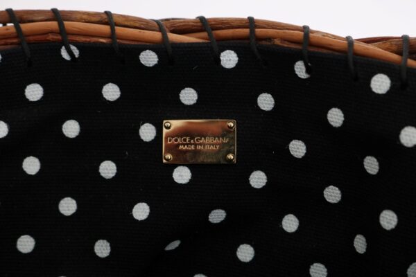 Dolce & Gabbana Chic Beige & Black Straw Snakeskin Bucket Bag - Image 7