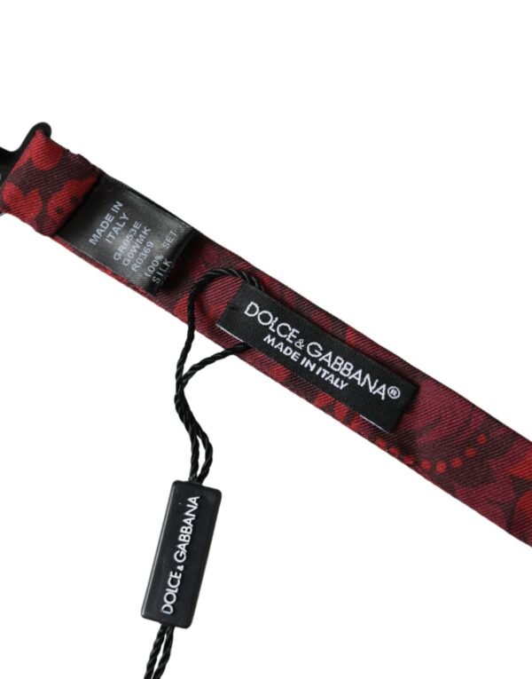 Dolce & Gabbana Red Silk Floral Adjustable Neck Men Bow Tie - Image 5