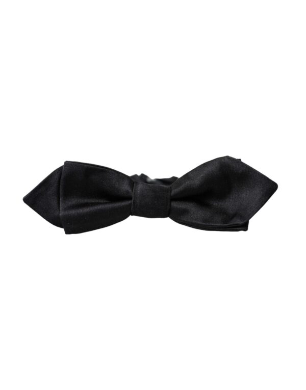 Dolce & Gabbana Black Silk Adjustable Neck Men Bow Tie - Image 2