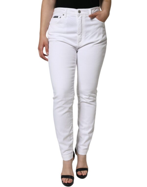Dolce & Gabbana White Cotton Stretch AUDREY Skinny Jeans - Image 2