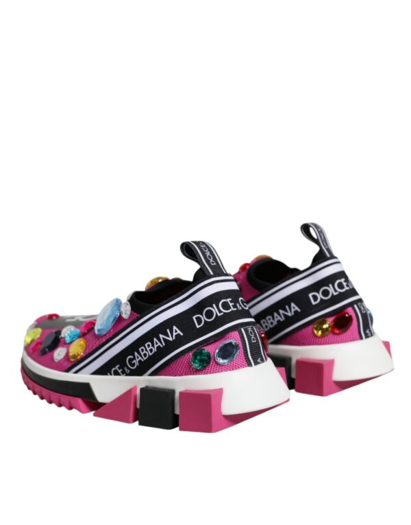 Dolce & Gabbana Pink Sorrento Crystals Low Top Sneakers Shoes - Image 5