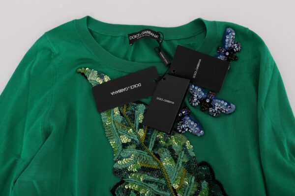 Dolce & Gabbana Embellished Green Silk Pullover Sweater - Image 5