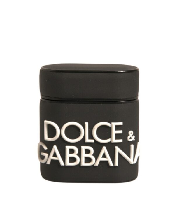 Dolce & Gabbana Black White Silicone Embossed Logo Airpods Case - Image 2