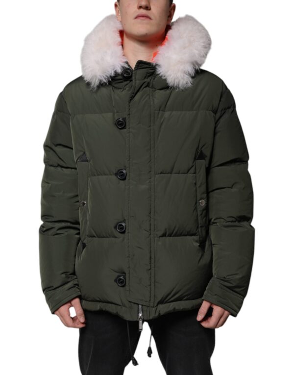 Dsquared² Green Hooded Long Sleeves Fur Shearling Jacket - Image 2