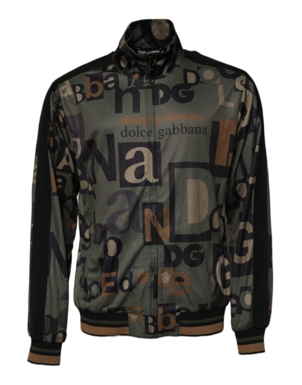 Dolce & Gabbana Army Green Polyester Logo Full Zip Sweater - Image 2