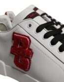 Dolce & Gabbana White Leather DG Logo Low Top Sneakers Shoes