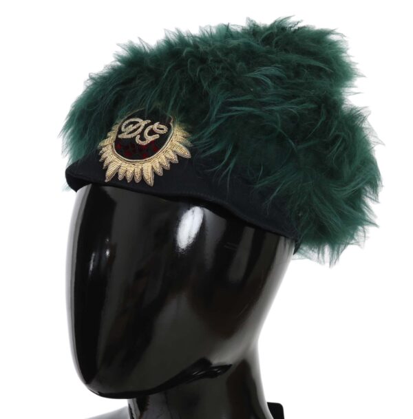 Dolce & Gabbana Elegant Emerald Cashmere Cloche Cap - Image 4