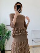 Spring And Summer New Pleated Bubble Suit Fashion Temperament Top Bubble Skirt Two-Piece For Women