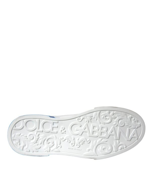 Dolce & Gabbana White Blue Leather Logo Low Top Sneakers Shoes - Image 7