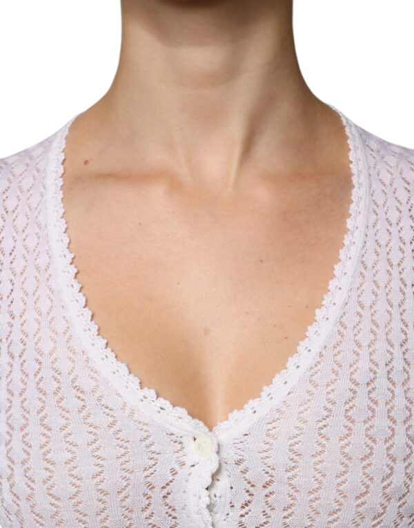 Dolce & Gabbana White Silk Button Down Cardigan Sweater - Image 5