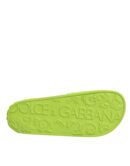 Dolce & Gabbana Green Rubber Slides Sandals Beachwear Shoes