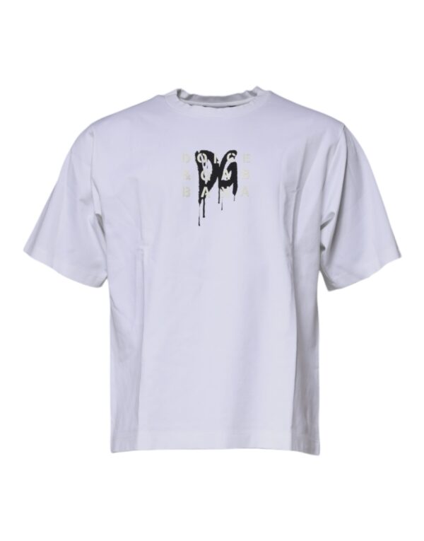 Dolce & Gabbana White DG Logo Cotton Crew Neck T-shirt - Image 2