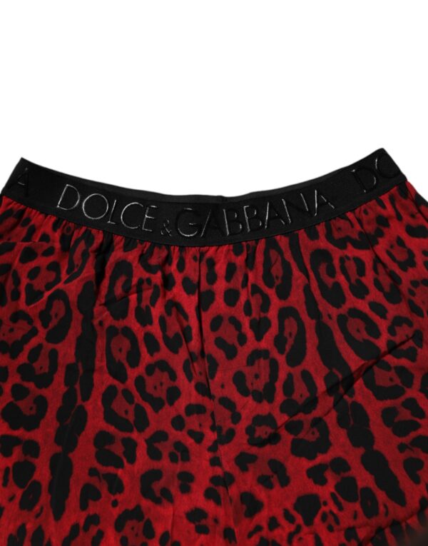 Dolce & Gabbana Red Leopard Print Viscose Bermuda Shorts - Image 5