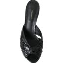 Dolce & Gabbana Black Python Leather Heels Slides Shoes